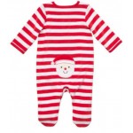  Christmas Red Striped Sleepwear with Santa Face Applique 